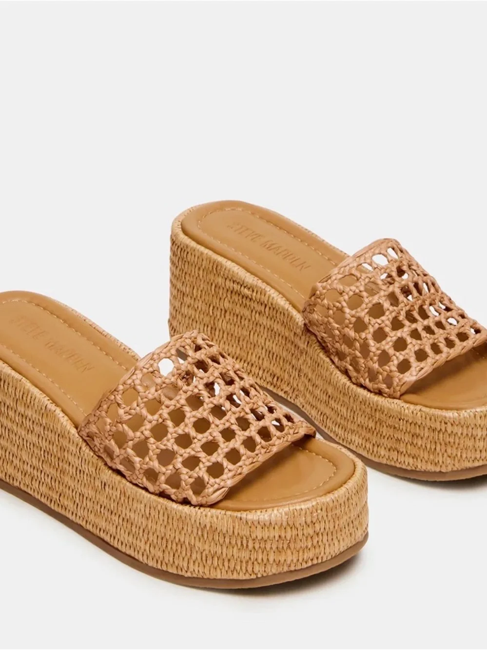 Brandy raffia platform slide sandals
